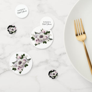 Confettis Anémone blanche et Fête des mariées florale violet