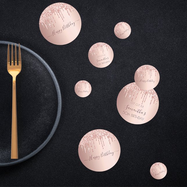 Confettis Anniversaire 50 rose or parties scintillant goutte (Créateur téléchargé)