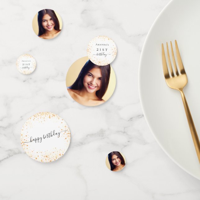 Confettis Anniversaire blanc or parties scintillant poussièr (Groupe)