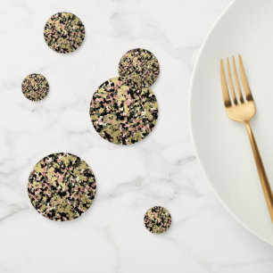 Confettis Anniversaire Camouflage Noir Vert Rose Or