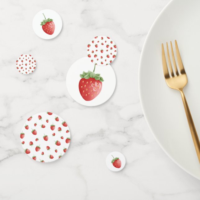 Confettis Anniversaire de fraises blanc (Groupe)