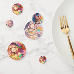 Confettis Anniversaire de la fête de la pizza de la fille