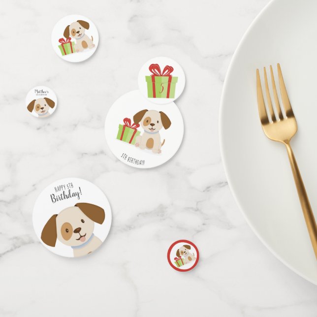 Confettis Anniversaire du Chiot mignon (Groupe)
