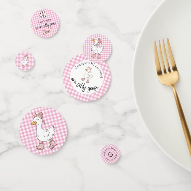 Confettis Anniversaire d'une oie sotte rose (Groupe)