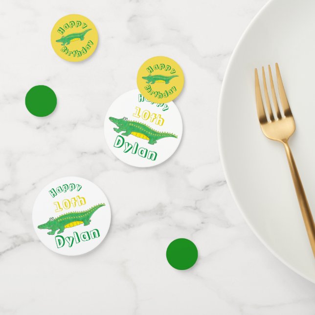 Confettis Anniversaire Jaune Alligator Vert Crocodile (Groupe)