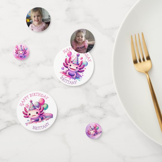 Confettis Anniversaire mignon personnalisé rose et violet Ax (Groupe)