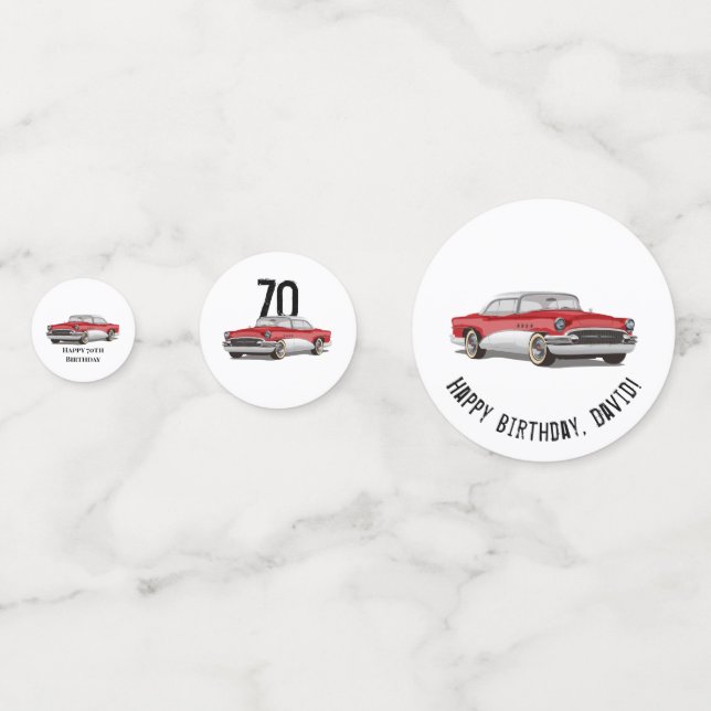 Confettis Anniversaire Retro Rouge et Blanc Buick (Devant)