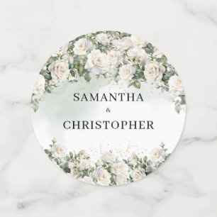 Confettis Aquarelle blanc roses vert et or mariage