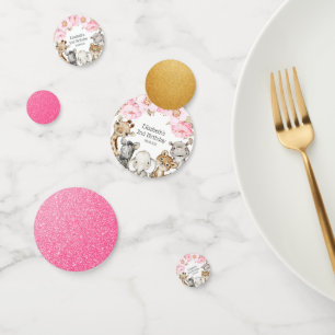 Confettis Aquarelle Floral Safari Animaux Peony Anniversaire