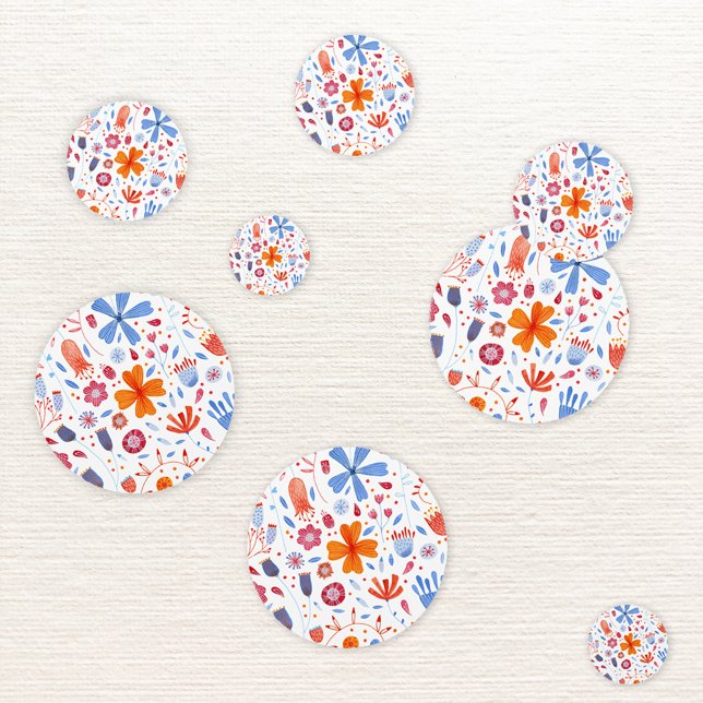 Confettis Aquarelle florale (Floral watercolor modern confetti in blue, orange and white)