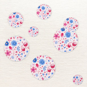 Confettis Aquarelle florale bleu rose