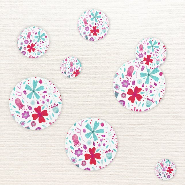 Confettis Aquarelle florale moderne (Watercolor floral hot magenta pink and aqua blue modern table confetti)