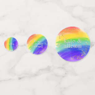 Confettis Aquarelle Mariage LGBT Arc-en-ciel et étincelle d'