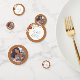 Confettis Aquarelle orange rouille Fête des mariées florale