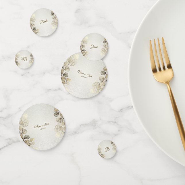 Confettis Aquarelle Party Golden Eucalyptus Foliage brillant (Groupe)