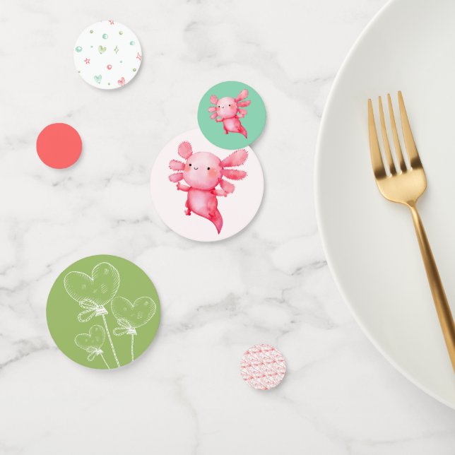 Confettis Aquarelle rose Axolotl fête d'anniversaire (Groupe)