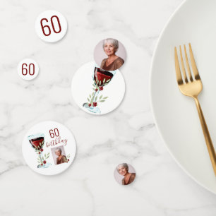 Confettis Aquarelle Rose de vin rouge Photo 60e anniversaire