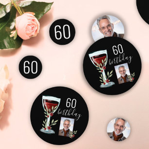 Confettis Aquarelle Rose de vin rouge Photo 60e anniversaire