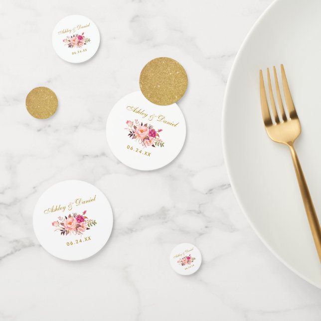 Confettis Aquarelle rose Floral Mariage Parties scintillant  (Groupe)