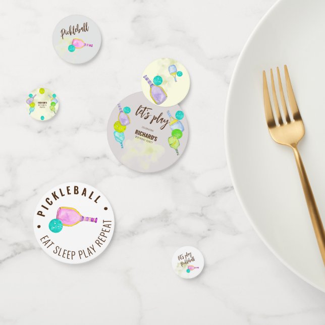 Confettis Aquarelle Thème Pickleball Sports Anniversaire (Groupe)