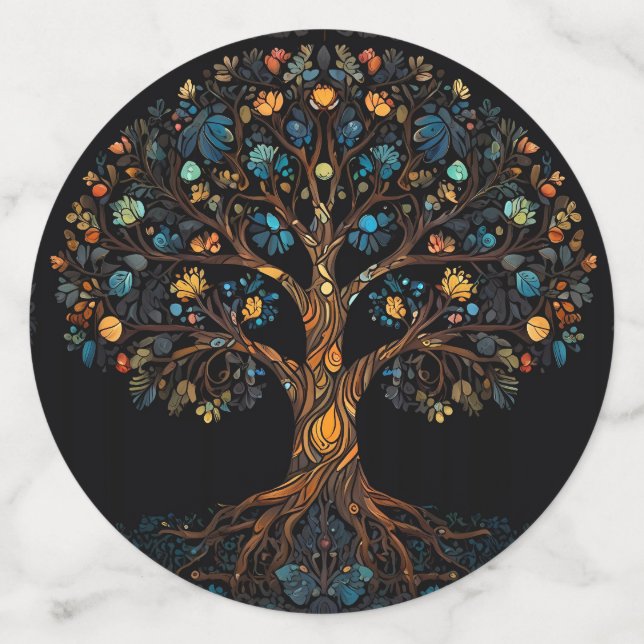 Confettis Arbre coloré en mosaïque de verre (Grand verso)