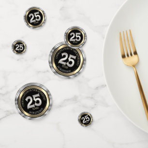 Confettis Argent, Or et Noir - 25 ans