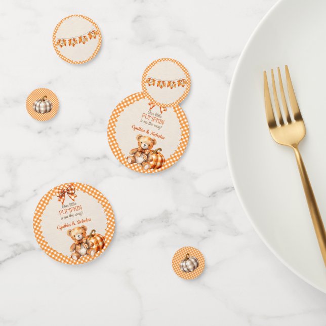 Confettis Automne Plaid Teddy Bear Citrouille Feuilles (Groupe)