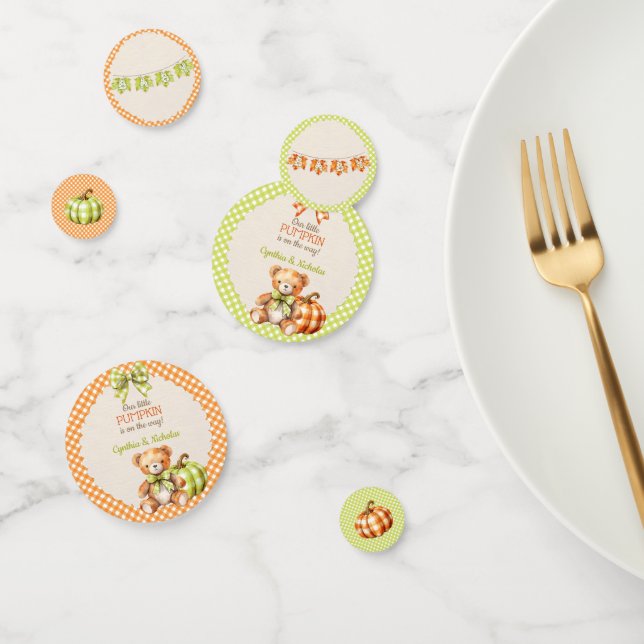 Confettis Automne Plaid Teddy Bear Citrouille Feuilles (Groupe)