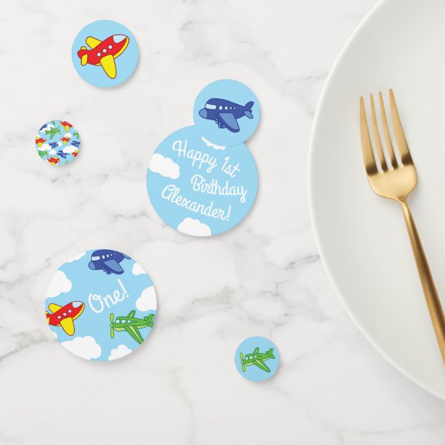 Confettis Avions et Jets mignons 1ère fête d'anniversaire (Groupe)
