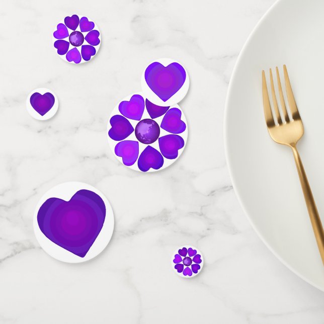 Confettis B&W Purple Hearts Beating (Groupe)