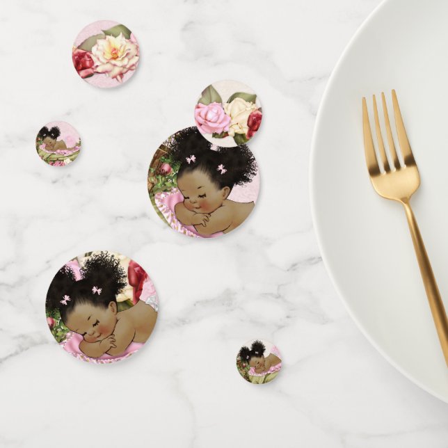 Confettis Baby Garden Roses rose ivoire vert Afro Puffs (Groupe)