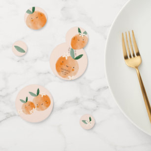 Confettis Baby shower botanique Little Cutie Orange Citrus