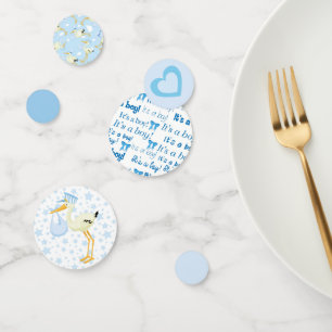 Confettis Baby shower de garçon de la cigogne bleue