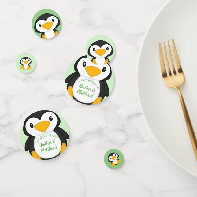 Confettis Baby shower de pingouin vert (Groupe)