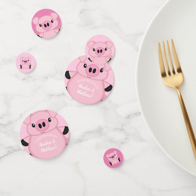 Confettis Baby shower de porc ferme fille rose (Groupe)