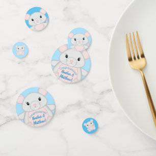 Confettis Baby shower de souris bleu