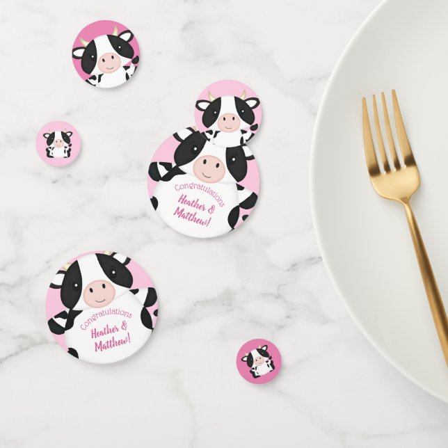 Confettis Baby shower de vache rose (Groupe)