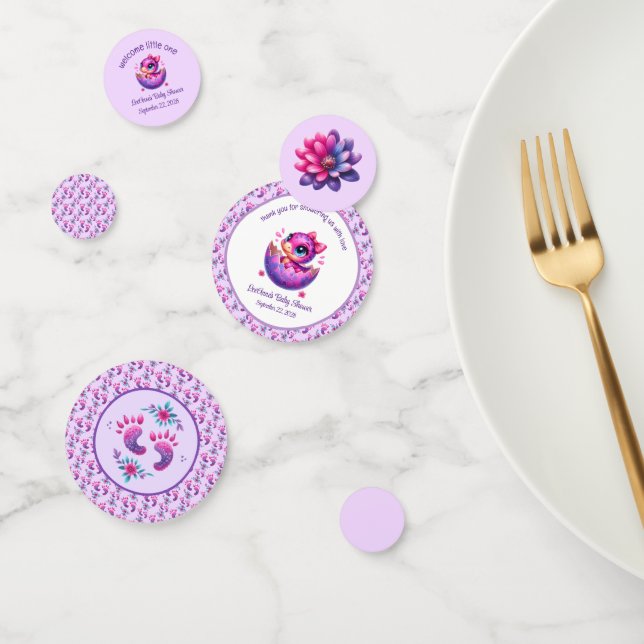 Confettis baby shower Dinosaur "Hatching Bientôt" (Groupe)