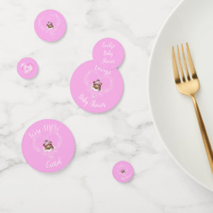 Confettis Baby shower d'ours en peluche rose enneigé