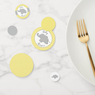 Confettis Baby Shower éléphant mignon jaune à pois
