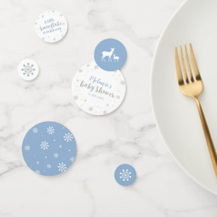 Confettis Baby Shower Filleul Flocon de Neige Hiver Argent e