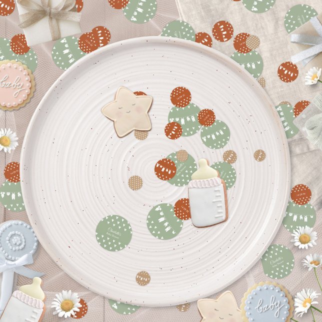 Confettis Baby shower minimaliste Boho (Boho Minimalist Clothesline Baby Shower Confetti ©Susanne Sachers - Sunny Mind 🌞)