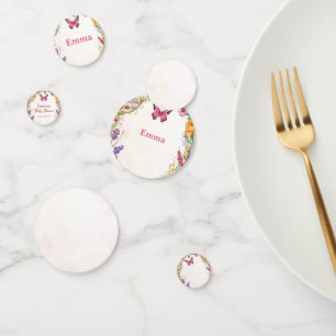 Confettis Baby shower papillon rose Jardin floral
