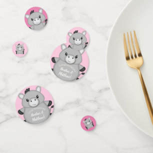 Confettis Baby shower rose âne
