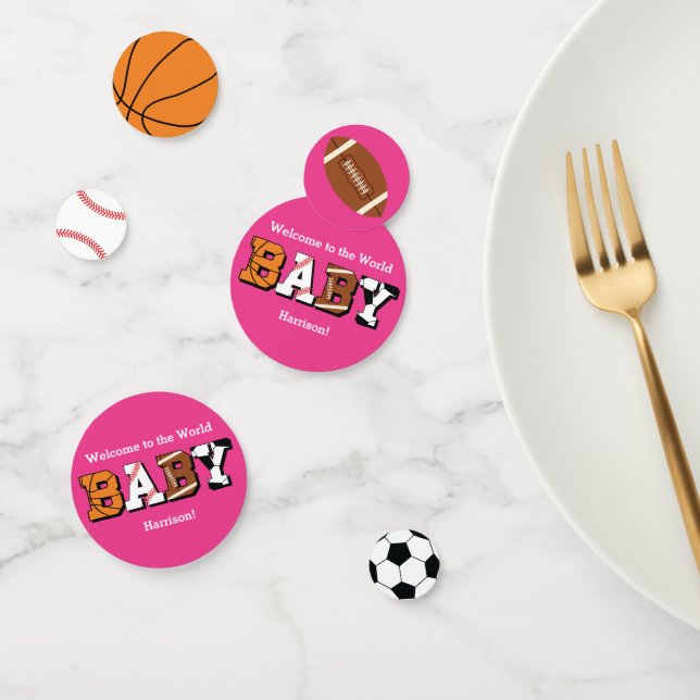Confettis Baby shower sportif rose (Groupe)