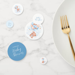Confettis Ballons Bleus Baby shower Ours en Teddy