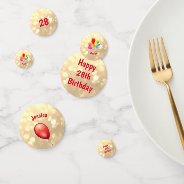 Confettis Ballons colorés Joyeux 28e anniversaire design (Groupe)