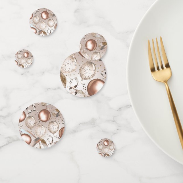 Confettis Ballons de Fête d'Anniversaire Rose Gold Pailletés (Groupe)