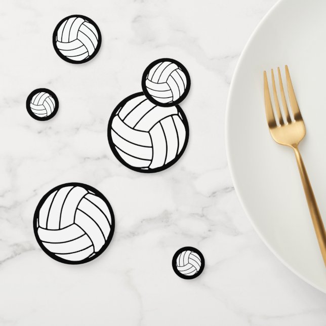 Confettis Ballons de volley-ball sur fond noir (Groupe)