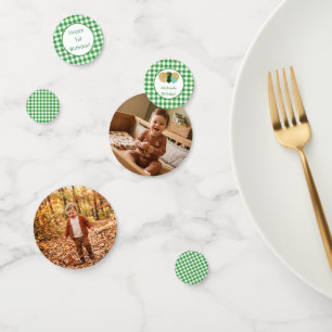 Confettis Ballons personnalisés vert Gingham anniversaire